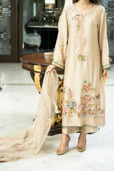 Elegant Beige Embroidered Formal Suit – Luxury Lawn Collection