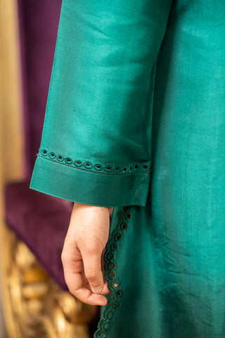 Emerald Grace – 3 Piece Silk Embroidered Suit