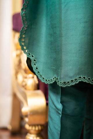 Emerald Grace – 3 Piece Silk Embroidered Suit