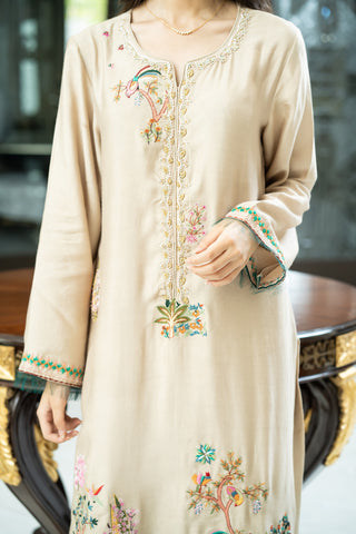 Elegant Beige Embroidered Formal Suit – Luxury Lawn Collection