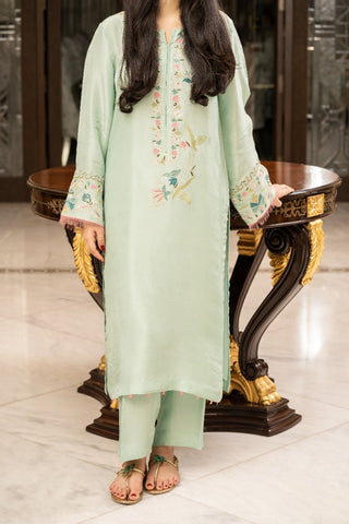 Mint Whisper – Light Green Embroidered Kurta Set