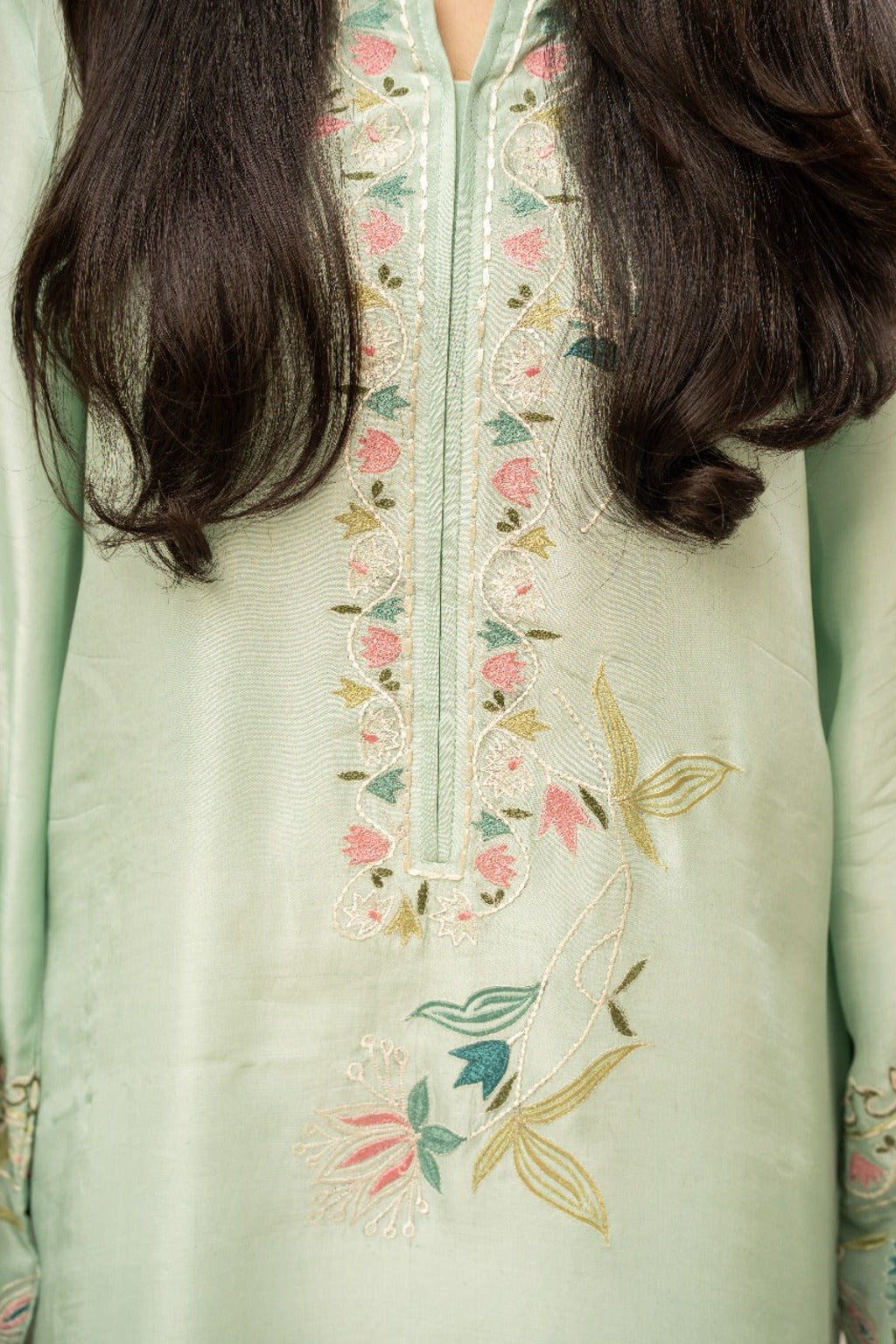 Mint Whisper – Light Green Embroidered Kurta Set